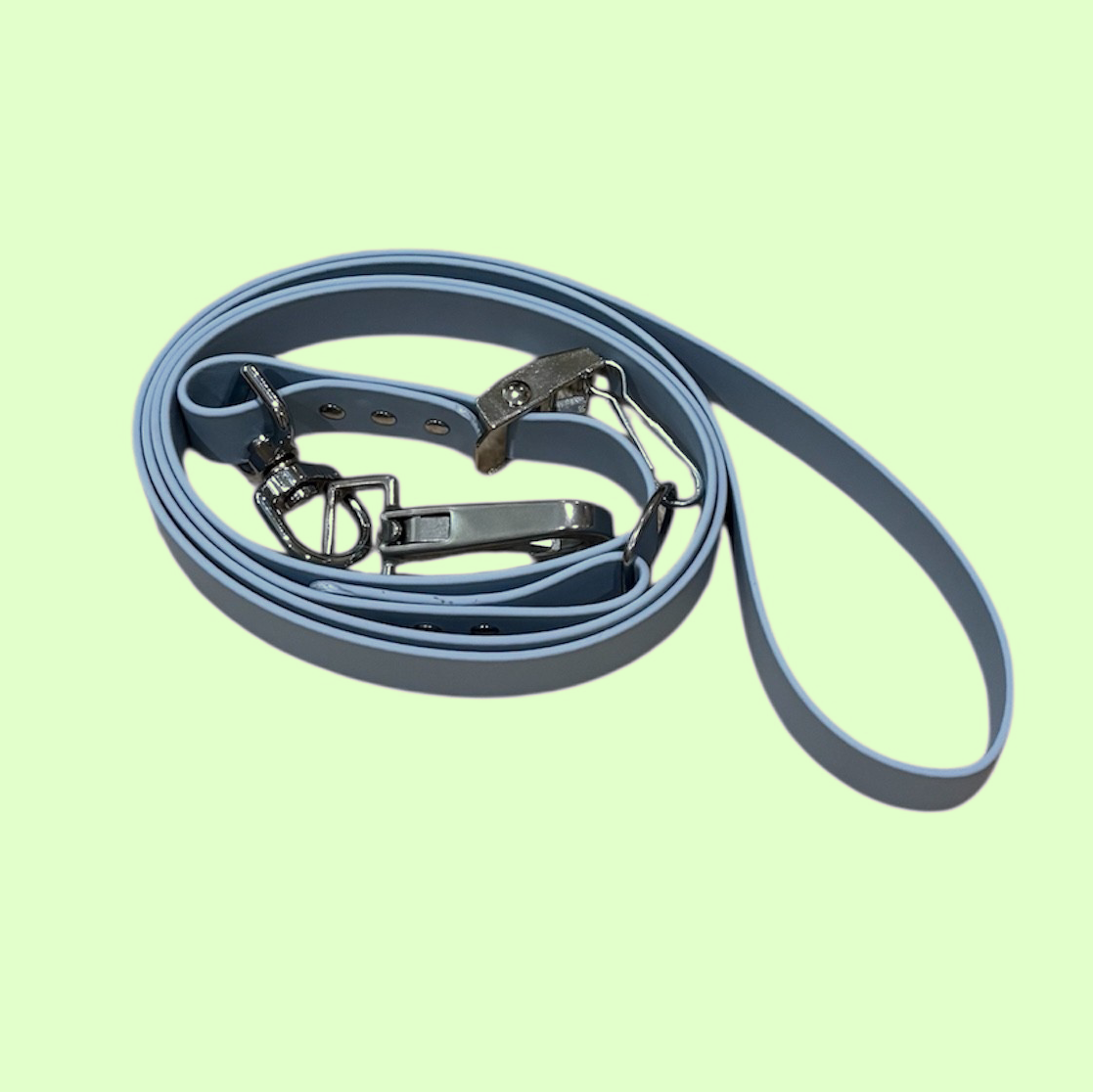 blue biothane dog lead with no-jam clasp